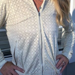 super unique white textured zip up!